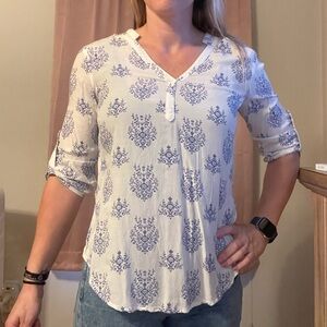 Zara Blue Floral Print Blouse